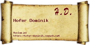 Hofer Dominik névjegykártya